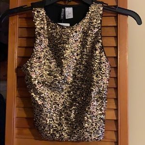 Black sequin crop top